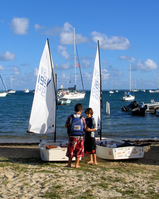 Opti Sailors are Ready for Regatta Time - St. Croix Yacht Club Hospice Regatta © Ellen Sanpere